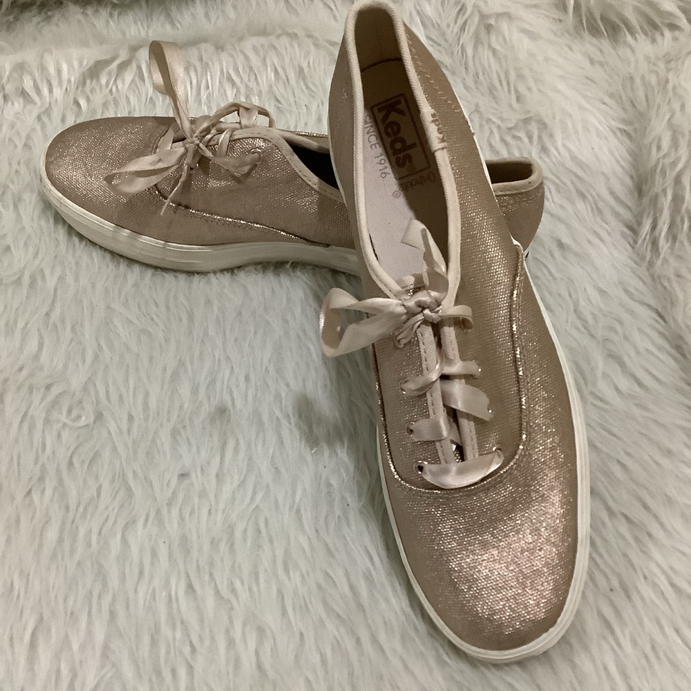 Keds women’s metallic gold lace up elegant summer shoes size 10 - Picture 4 of 13